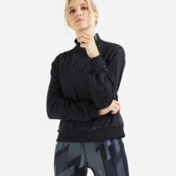 Sport Mode Verkauf -Sport Mode Verkauf sweatshirt kurzer schnitt langarmelig fitness cardio damen schwarz